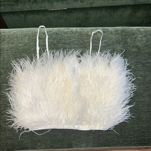 AKIRA Feather White Crop Top
